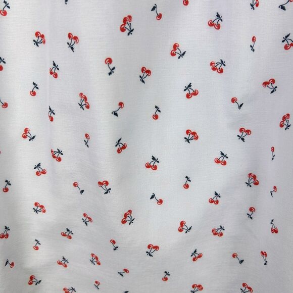 J Crew Tie Neck Cherry Print Blouse Sleeveless Top White Halter Silk Cotton 6 - Picture 5 of 14